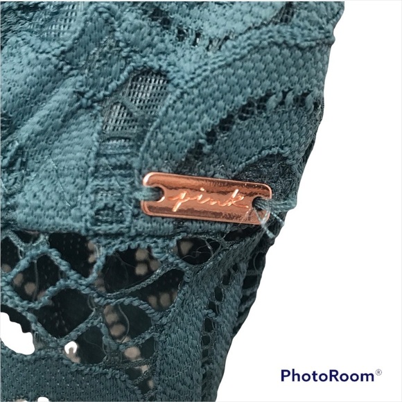 NWT PINK VICTORIA SECRET / High Neck Push up Razor Back Lace Bralette Size M - Picture 4 of 11